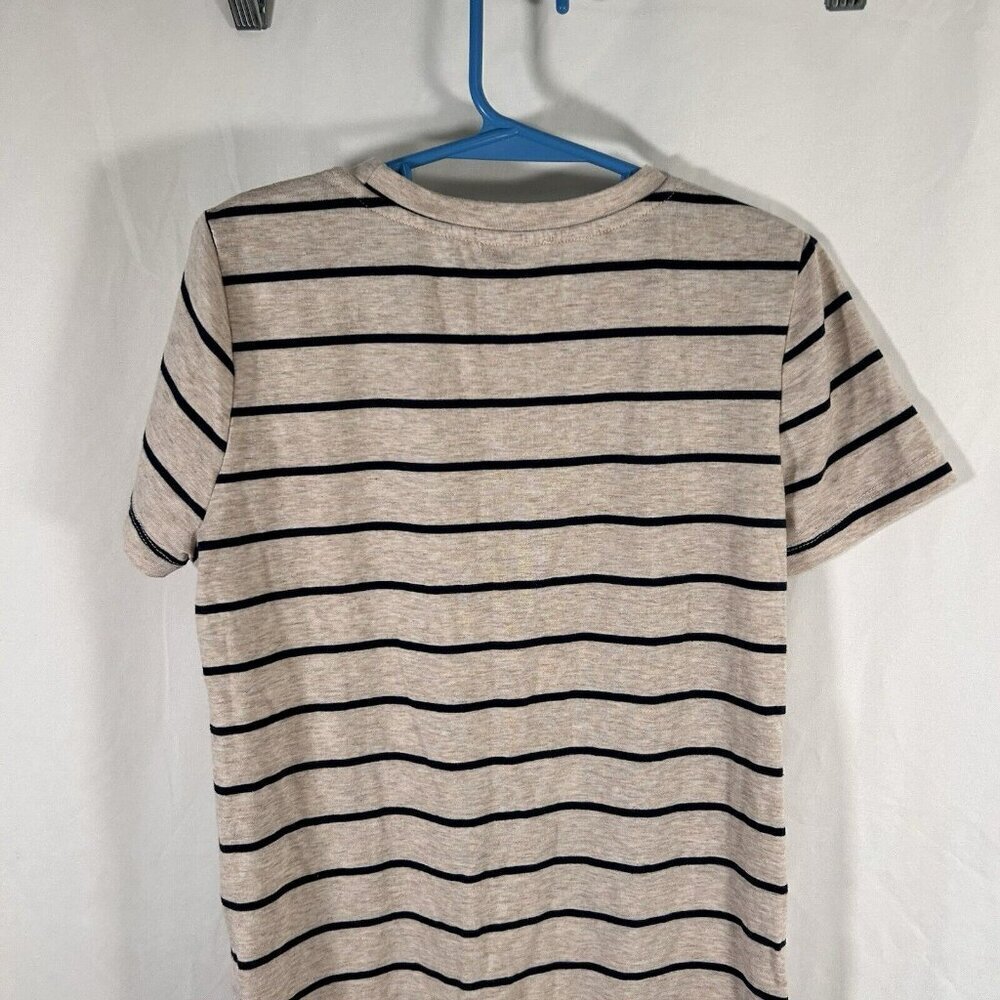 Hayden Girls Dress Women's Large Light Brown Striped Short Sleeve Cotton Blend - Picture 9 of 10